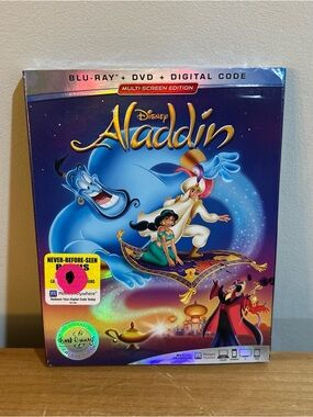 Disney Aladdin Movie Blu-ray/DVD -  Illustrated Cover Sealed